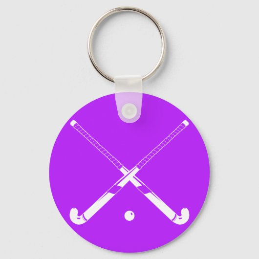 Field Hockey Silhouette Sleutelhanger Paars (Voorkant)
