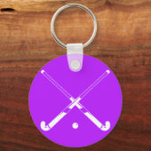 Field Hockey Silhouette Sleutelhanger Paars (Voorkant)