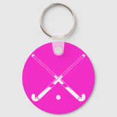 Field Hockey Silhouette Sleutelhanger Pink (Voorkant)