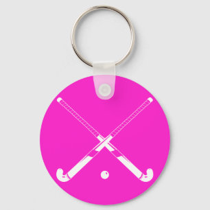 Field Hockey Silhouette Sleutelhanger Pink