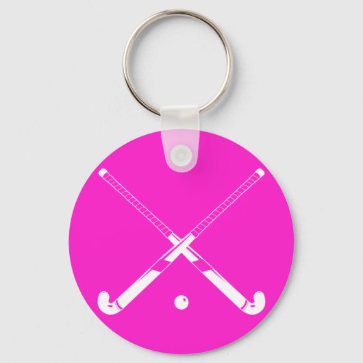 Field Hockey Silhouette Sleutelhanger Pink (Voorkant)