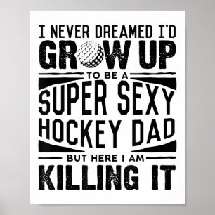 Field Hockey Vader T-shirt Mannen IJshockey Speler Poster