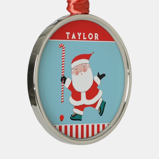 Field Hockey Vakantie Keepsake Gift Metalen Ornament (Rechts)