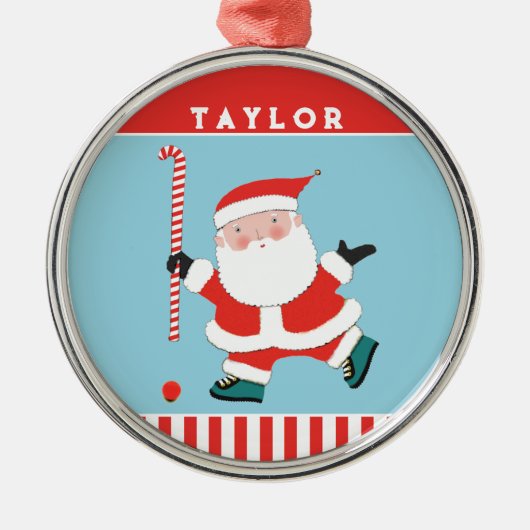 Field Hockey Vakantie Keepsake Gift Metalen Ornament (Voorkant)