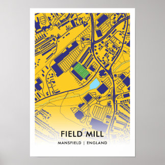 Field Mill Stadium kaart - Huis van Mansfield Town Poster