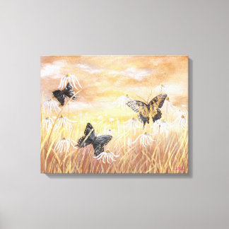 Field of Coneflowers and Butterflies Canvas Afdruk