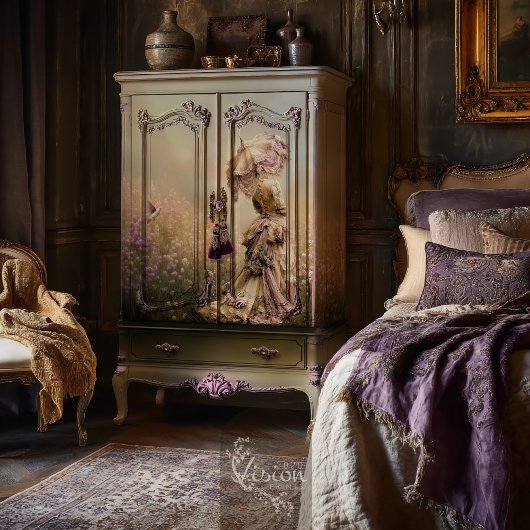 Field of Dreams Beige Violet Portret Triptiek Kuns Inpakpapier Vel