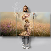 Field of Dreams Beige Violet Portret Triptiek Kuns Inpakpapier Vel