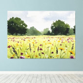 Field of flowers canvas afdruk (Insitu (Houten vloer))