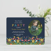 Field of Flowers foto uitnodiging (Staand voorkant)