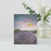 Field of Lavender Flowers, Blue Sky, Pink Sunset, Briefkaart (Staand voorkant)