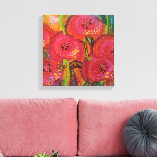 Field of Poppies Wrapped Canvas (Insitu (Woonkamer))