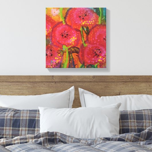 Field of Poppies Wrapped Canvas (Insitu (Slaapkamer))