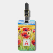 Field of Red Poppies Flowers waterverf Bagagelabel (Voorkant verticaal)