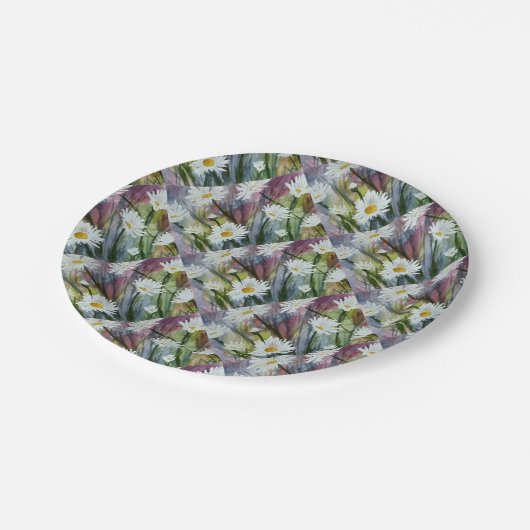 FIELD OF WHITE DAISY FLOWERS PAPER PLATE PAPIEREN BORDJE (Gekanteld)
