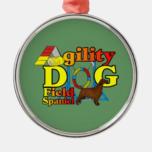 Field Spaniel Agility Metalen Ornament (Voorkant)