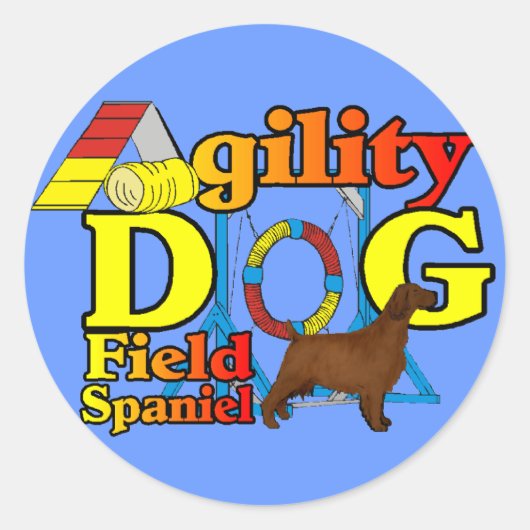 Field Spaniel Agility Ronde Sticker (Voorkant)