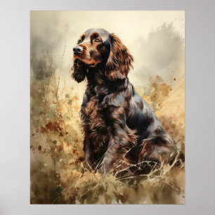 Field Spaniel Dog Art Print Poster