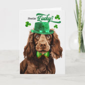Field Spaniel Dog Feelin' Lucky St Patrick's Day Feestdagen Kaart (Voorkant)