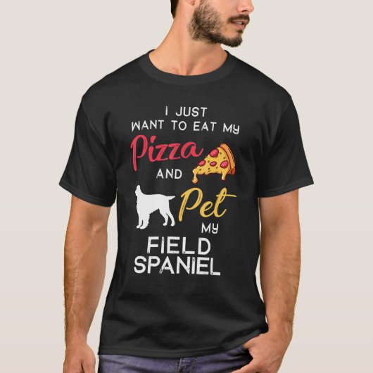 Field Spaniel Dog Pizza Eigenaar kerstdag T-shirt (Voorkant)