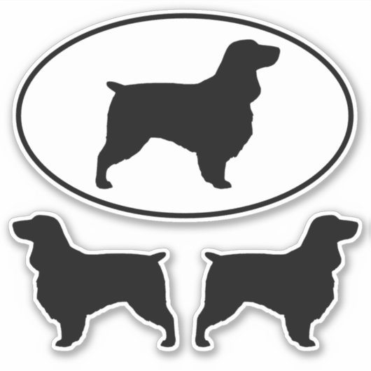 Field Spaniel Dog Silhouettes Vinyl Sticker Set (Voorkant)