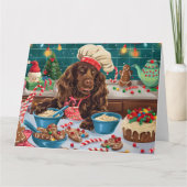 Field Spaniel Holiday Baking: Feestelijke Kerst Kaart (Voorkant)