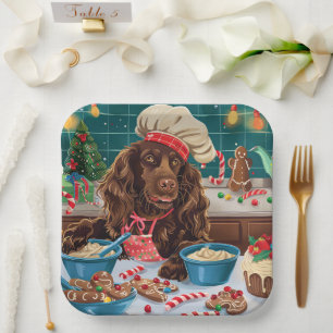 Field Spaniel Holiday Baking: Feestelijke Kerst Papieren Bordje