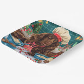 Field Spaniel Holiday Baking: Feestelijke Kerst Papieren Bordje (Gebogen)