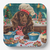 Field Spaniel Holiday Baking: Feestelijke Kerst Papieren Bordje (Voorkant)