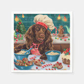 Field Spaniel Holiday Baking: Feestelijke Kerst Servet (Voorkant)