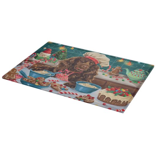 Field Spaniel Holiday Baking: Feestelijke Kerst Snijplank (Hoek)