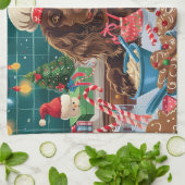 Field Spaniel Holiday Baking: Feestelijke Kerst Theedoek (Gevouwen)