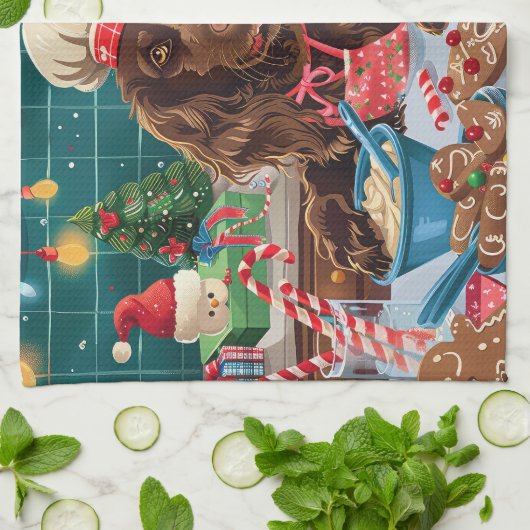 Field Spaniel Holiday Baking: Feestelijke Kerst Theedoek (Gevouwen)