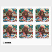 Field Spaniel Holiday Baking: Feestelijke Kerst Vierkante Sticker (Vel)