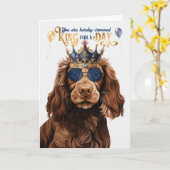 Field Spaniel Hond Koning Grappige Verjaardag Kaart (Gele Bloem)