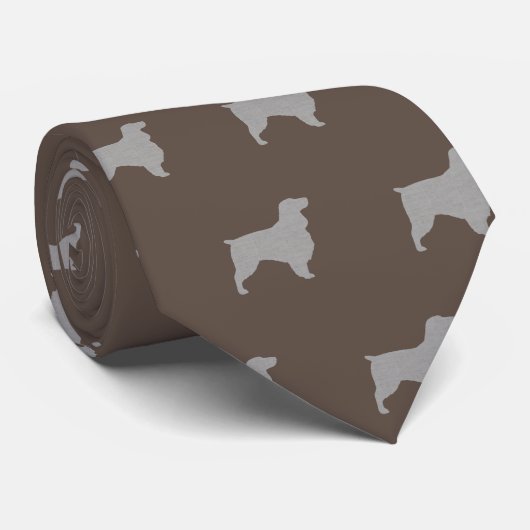 Field Spaniel Hond Silhouetten Patroon Stropdas (Opgerold)