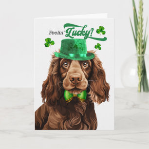 Field Spaniel-hond voelt zich gelukkig St. Patrick Feestdagen Kaart
