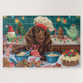 Field Spaniel Kerstbakken: Festive Kerstmis Legpuzzel (Horizontaal)