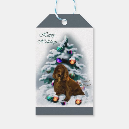 Field Spaniel Kerstmis Cadeaulabel (Achterkant)