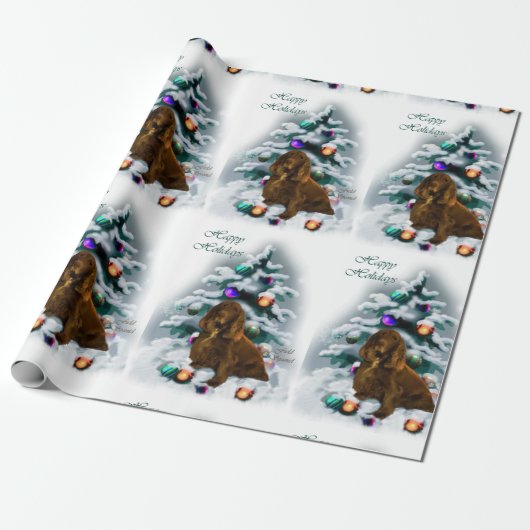 Field Spaniel Kerstmis Cadeaupapier (Uitgerold)