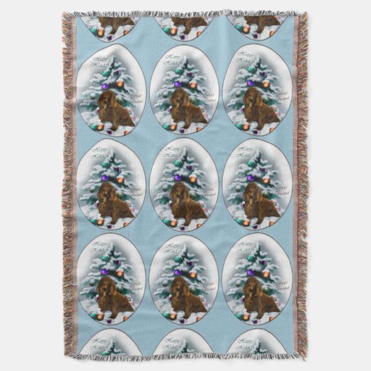 Field Spaniel Kerstmis Deken (Voorkant Verticaal)