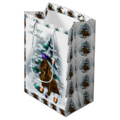 Field Spaniel Kerstmis Medium Cadeauzakje (Voorkant Gekanteld)