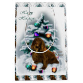 Field Spaniel Kerstmis Medium Cadeauzakje (Voorkant)