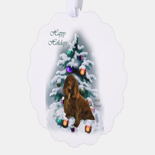 Field Spaniel Kerstmis Ornament Kaart (Links)