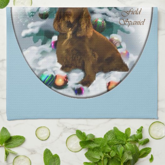 Field Spaniel Kerstmis Theedoek (Gevouwen)