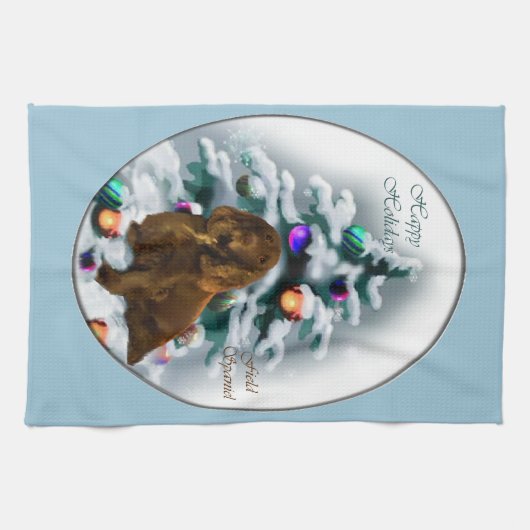 Field Spaniel Kerstmis Theedoek (Horizontaal)