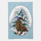 Field Spaniel Kerstmis Theedoek (Verticaal)