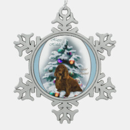 Field Spaniel Kerstmis Tin Sneeuwvlok Ornament
