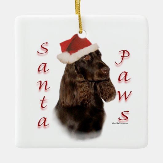 Field Spaniel Santa Paws Keramisch Ornament (Voorkant)