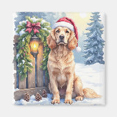 Field Spaniel Sneeuwomheining Kerstmuts Kerst Kuns Magneet (Voorkant)